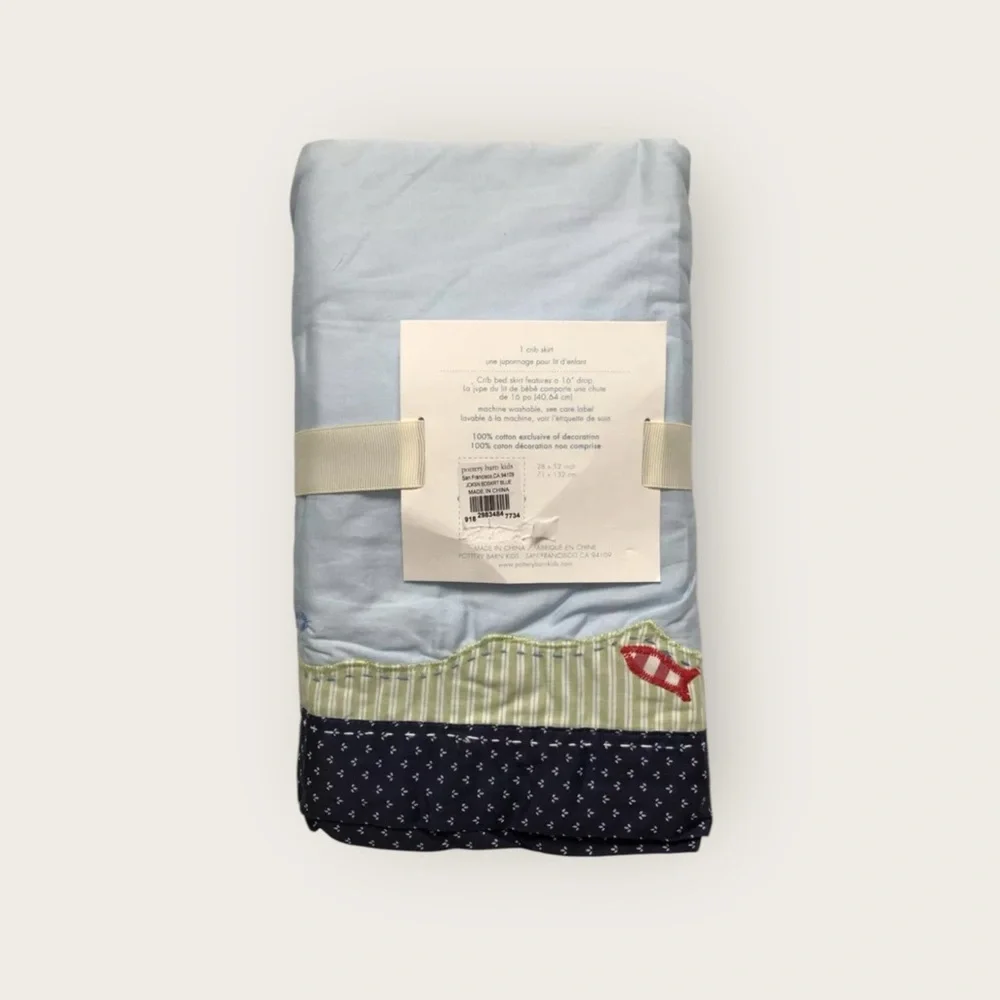 Pottery Barn Baby Jackson Blue Whale Crib Skirt